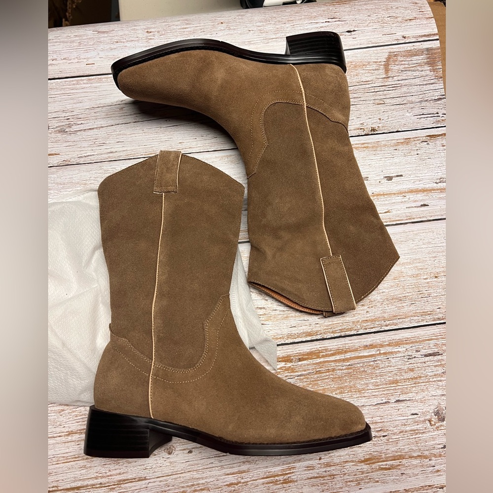 Brown Suede Western Boots